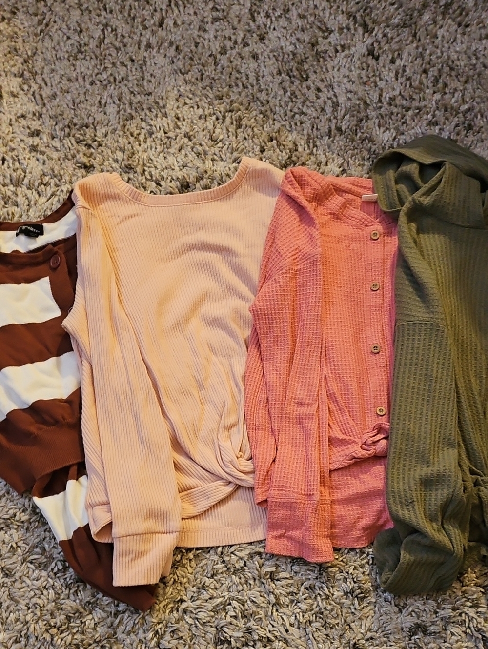 Button Up and Knot-Front Sweaters, LARGE girls'